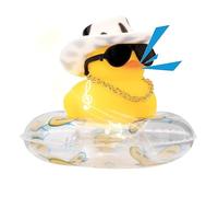 Mini Squeak Ducks - Cute Rubber Car Dashboard Toys for Children | Rubber with 2.36x1.77 Inch Duck Size, 2.95x1.77 Inch Swim Ring, Yellow Ornament Style, Sunglasses Bath Toy