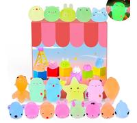 Mini Squishys Lindos Juguete Suave de Alivio de Estrés, Juguete Pegajoso de Silicona Animales para Niños y Adultos, Sin tóxico, Patrón de Animales al Azar (30 Pcs - Fluorescentes)