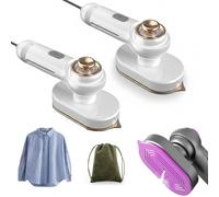 Mini Steam Iron, Portable Handheld Garment Steamer, Rotated 180 Degrees Travel Steam Iron, Handheld Irons for Clothes, Travel Horizontal or Vertical Use (2pcs White)