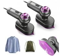 Mini Steam Iron, Portable Handheld Garment Steamer, Rotated 180 Degrees Travel Steam Iron, Handheld Irons for Clothes, Travel Horizontal or Vertical Use (2pcs Gray)
