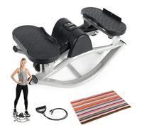 Mini Stepper Lateral, Stepper Fitness Casa con Contador y Bandas de Resistencia, Capacidad 150 kg, Alfombrilla Antideslizante 70x40 cm, para Hogar, Oficina y Gimnasio, Trabaja Piernas, Glúteos y Core