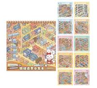 Mini Sticker Book - Shop Scene DIY Cartoon Decals, Creative Craft Stickers | Fun Activity Set for Kids Rainy Day Hobby Family Bonding Relaxation Home Travel Evening Entertainment Crafting