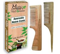 Mini Storify Truly Organic Kacchi Wood Comb- Pack de 2 - Peines de madera hechos a mano para mujeres y hombres, cola y mango