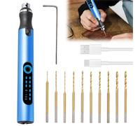Mini taladro de mano eléctrico, 3 velocidades, mini taladro con 10 brocas pequeñas, taladro recargable, mini taladro, herramienta de modelismo, pluma grabadora para joyas, cristal, plástico, madera