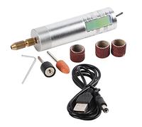 Mini taladro eléctrico alimentado por USB, herramienta de grabado de molienda rotativa de aleación de aluminio para fabricación de modelos artesanales DIY (180 versión plata set 1)