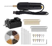 Mini taladro eléctrico de mano para resina, 0.8-1.2 mm Micro USB Taladro eléctrico para fabricación de joyas Pin Vise Kit de mango de uñas DIY con 10 herramientas de brocas, tornillo de hierro