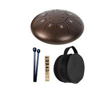 Mini tambor de lengua de acero, pandereta de metal, 5 pulgadas, tono C, 8 notas, instrumento de percusión, baqueta de acero inoxidable con bolsa de almacenamiento (color: B)
