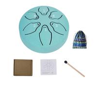Mini tambor de lluvia para jardín exterior, tambor de lengua de acero con 6 notas de 7,6 cm, instrumento de percusión con mazos y bolsa, meditación para yoga, alivio del estrés zen, negro mate