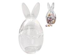 Mini tarro de huevos, tarros de almacenamiento de vidrio con orejas de conejo de Pascua, recipiente transparente para decoración de Pascua, soporte pequeño para caramelos, con tapas extraíbles,