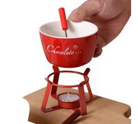 Mini taza para fondue - Calentador de mantequilla de cerámica de 12,5x10,3 cm, accesorios para postres, olla caliente compacta con tenedor | Incluso la comida campestre que acampa de la fiesta de cump