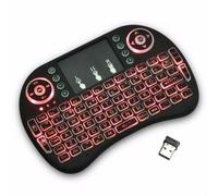 Mini teclado inalámbrico de 2.4 GHz con panel táctil, teclado de control remoto recargable con retroiluminación LED para Smart TV, Android TV Box, Fire Stick, Raspberry Pi, PC, modelo recargable PS3
