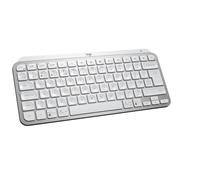 Mini teclado inalámbrico minimalista Logitech MX Keys, iluminado, compacto, Bluetooth, retroiluminado, USB-C, compatible con Apple macOS, iOS, Windows, Linux, Android, metal, gris claro, QWERTY