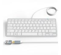 Mini teclado ultradelgado con cable USB-C de 78 teclas con teclas de acceso rápido multimedia para Apple Mac Pro, MacBook 56Pro/iMac, Air, Mac Mini, computadoras portátiles, PC de escritorio con