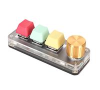 Mini Teclado USB de 3 Teclas, Teclado Mecánico Programable, Teclado Tipo C con Cable para Copiar y Pegar con una Sola Manocon 1 Perilla,Interruptor Azul, para Música Juegos Oficina (Vistoso)