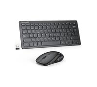 Mini Teclado y Raton Inalámbrico Ultra Delgado, TECKNET 2.4G Ergonómico Teclado, Toque Silencioso, Distancia de Rrabajo de 15 M, Portátil Teclado y Mouse per PC/Smart TV/Ordenador (Español,con la Ñ)