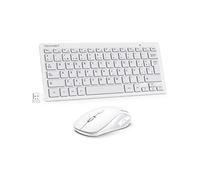 Mini Teclado y Raton Inalámbrico Ultra Delgado, TECKNET 2.4G Ergonómico Teclado, Toque Silencioso, Distancia de Rrabajo de 15 M, Portátil Teclado y Mouse per PC/Smart TV/Ordenador (Español,con la Ñ)