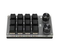 Mini Telclado Numérico Mecánico, Mini Telclado Numérico de Acrílico Durable Programable Atado con Alambre o Inalámbrico para la Oficina (12 Teclas con 2 perillas)