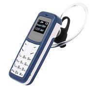 Mini Teléfono Celular, Auricular Bluetooth de 0,66 Pulgadas, Marcador de Auricular Bluetooth Desbloqueado con Soporte para Gancho para la Oreja, Tarjeta SIM, Teléfono Móvil (Azul)