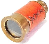 Mini telescopio de estilo vintage, vidrio espía de latón de 6 pulgadas con agarre de cuero rojo