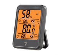 Mini termo-higrómetro digital para monitoreo de temperatura interior y humedad con indicador de comodidad y diseño magnético de montaje en pared (MC41 negro)