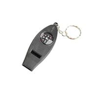 Mini termómetro de Bolsillo 4 en 1, Llavero, Herramienta de Supervivencia, Silbato, brújula, Lupa, práctico Accesorio de Emergencia para Exteriores, Negro, Ligero