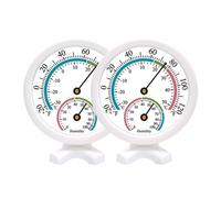 Mini termómetro de interior higrómetro analógico 2 en 1, medidor de temperatura y humedad para el hogar, habitación, exterior, oficinas, pantalla de diámetro mecánico de 75 mm, paquete de 2 (no