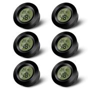 Mini termómetro digital para interiores, higrómetro digital LCD, monitor de temperatura y humedad para el hogar, guardería, incubadora de guitarra, reptiles, invernadero de coche, 6 uds., negro