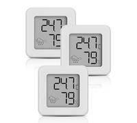 Mini Termómetro Higrometro Digital para Interior, Termohigrómetro monitor de temperatura ambiente y medidor de humedad, medidor de temperatura y humedad (Blanco-3 piezas)