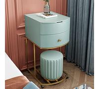 Mini tocador abatible portátil, mesa de tocador móvil con espejo HD y taburete para dormitorio, muebles, vestidor, maquillaje, escritorio de computadora, color azul