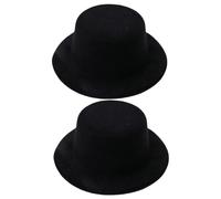 Mini Top Hat 2pcs 5x2 pulgadas Tope de copa Diny Black Plush pequeños Mini sombreros amigables para bricolaje para artesanías, sombreros de muñecas, mascotas, tapones de botellas de vino, juguetes