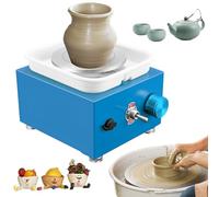 Mini Torno Alfarero de 2000 RPM - Kit Cerámica en Casa con Torno Metal 6,5 cm y 10 cm, Recipiente de Agua y Herramientas Arcilla - Adecuado para Manualidades Adultos