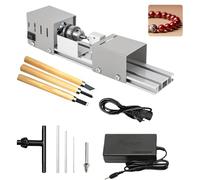 Mini Torno de 125 W, Pequeño Torno de Metal con Ajuste de 7 Marchas, 2000-8000 RPM, Rango de Sujeción de 0.02-0.24 Pulgadas, Minitorno Multifunción para Rotación, Ranurado, Pulir Joyas y Corte