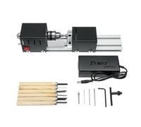 Mini Torno De 200 W For Carpintería, Juego Brocas For Pulir Y Tallar Madera, Con Adaptador Cortador Pequeño y portátil(Black)