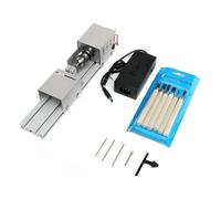 Mini Torno De 200 W For Carpintería, Juego Brocas For Pulir Y Tallar Madera, Con Adaptador Cortador Pequeño y portátil(Silver)