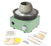 Mini Torno de Alfarero Eléctrico, Torno Cerámica para Adultos y Niños ,Torno Cerámica Profesional con Velocidad Regulable, Kit Completo (Plato, Pedal, Herramientas) para Aprender Alfarería en Casa