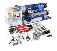 Mini Torno De Metal Sobremesa 0 A 2500 RPM Con Velocidad Variable Y Mandril 3 Mordazas 4" For Torneado Madera Pequeño y portátil