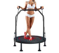 Mini trampolín plegable de 40 pulgadas para interiores, pequeño para ejercicio, entrenamiento, fitness, con 2 bandas de resistencia, ejercicio en interiores y exteriores, entrenamiento de rebote para