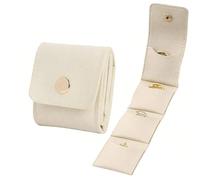 Mini Travel Jewelry Bag, Portable Foldable Travel Jewelry Organizer Case, Travel Jewelrys Roll Bag with Buckle, Auxiliary Jewellery Organizers and Storage, for Earrings, Rings, Necklaces (White)