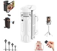 Mini trépied Pocketflex, Razunoth Tripod Mini JJ02, 2025 Nouveau trépied pour perche à Selfie Avec télécommande, Rotation à 360 °, interrupteur à Bouton-poussoir (White, Double Light)