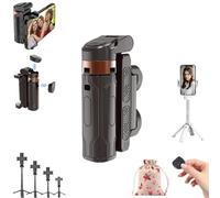 Mini trépied Pocketflex, Razunoth Tripod Mini JJ02, 2025 Nouveau trépied pour perche à Selfie Avec télécommande, Rotation à 360 °, interrupteur à Bouton-poussoir (Black, Double Light)