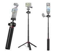 Mini trípode extensible 2 en 1 para cámara selfie, ajuste de 4 niveles, cabeza de bola de 360°, mango de viaje portátil con zapata fría compatible con DJI Osmo Hero Insta360