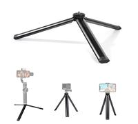 Mini Tripode para Movil Portátil Trípode de Mesa Tripode Camara de Aleación Aluminio con Tornillo 1/4" Compatible con Gopro Teléfono Estabilizador de Cardán Longitud 18cm Negro