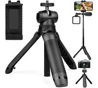 Mini Trípode para Móvil Trípode Móvil Palo Selfie Extensible Cámara con Clip para Móvil con Tornillo de 1/4'', Montura Zapata, Orificio Rosca de 1/4 Compatible con iPhone/Cámara/DLSR/Smartphone/Gopro