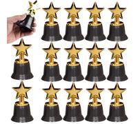 Mini trofeos, 16 piezas de 4,3 pulgadas Mini Plastic Star Trophy Awards, pequeños trofeos de estrellas de oro para niños Favores de fiestas de Halloween