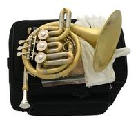 Mini trompa francesa en Si bemol de latón cepillado con estuche y boquilla