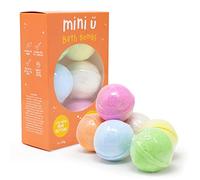 Mini U - Bombas de baño para niños con juguetes en el interior, bombas de baño con infusión de manteca de karité para niños con aromas de kiwi, arándano, melón, vainilla, mango y plátano, juego de 6
