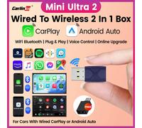 Mini Ultra 2 CarlinKit 5.0 Adaptador Inalámbrico CarPlay Android Auto, Conexión Inalámbrica Plug & Play, WiFi, Bluetooth, Conexión Automática para Autos OEM Mini Ultra 2 Brands Genuine