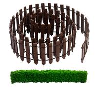 Mini valla de madera decorativa en miniatura para jardín, mini vallas jardin, valla miniatura de madera para decoración, marrón, con 1 minitira de arbustos artificiales, para creación, jardín hadas