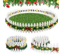 Mini Valla de Madera, Valla de Jardín en Miniatura, Valla de Madera en Miniatura de Navidad, Mini Va-lla de Ma-dera con Luz LED, Mi-ni Va-lla Decorativa para Jardín