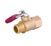 Mini válvula de bola de cierre de latón de 1/4" NPT hembra/macho, for agua, gas, combustible y aire, for compresor de aire doméstico y de jardín, con mango rojo.(1/4" Female To Male NPT)